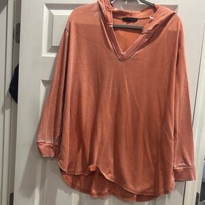 Jane and Delancey V-Neck Hoodie - Warm Rust